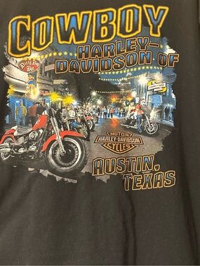 Harley Davidson Austin Texas Cowboy Graphic Tee XL Distressed Flag Biker
